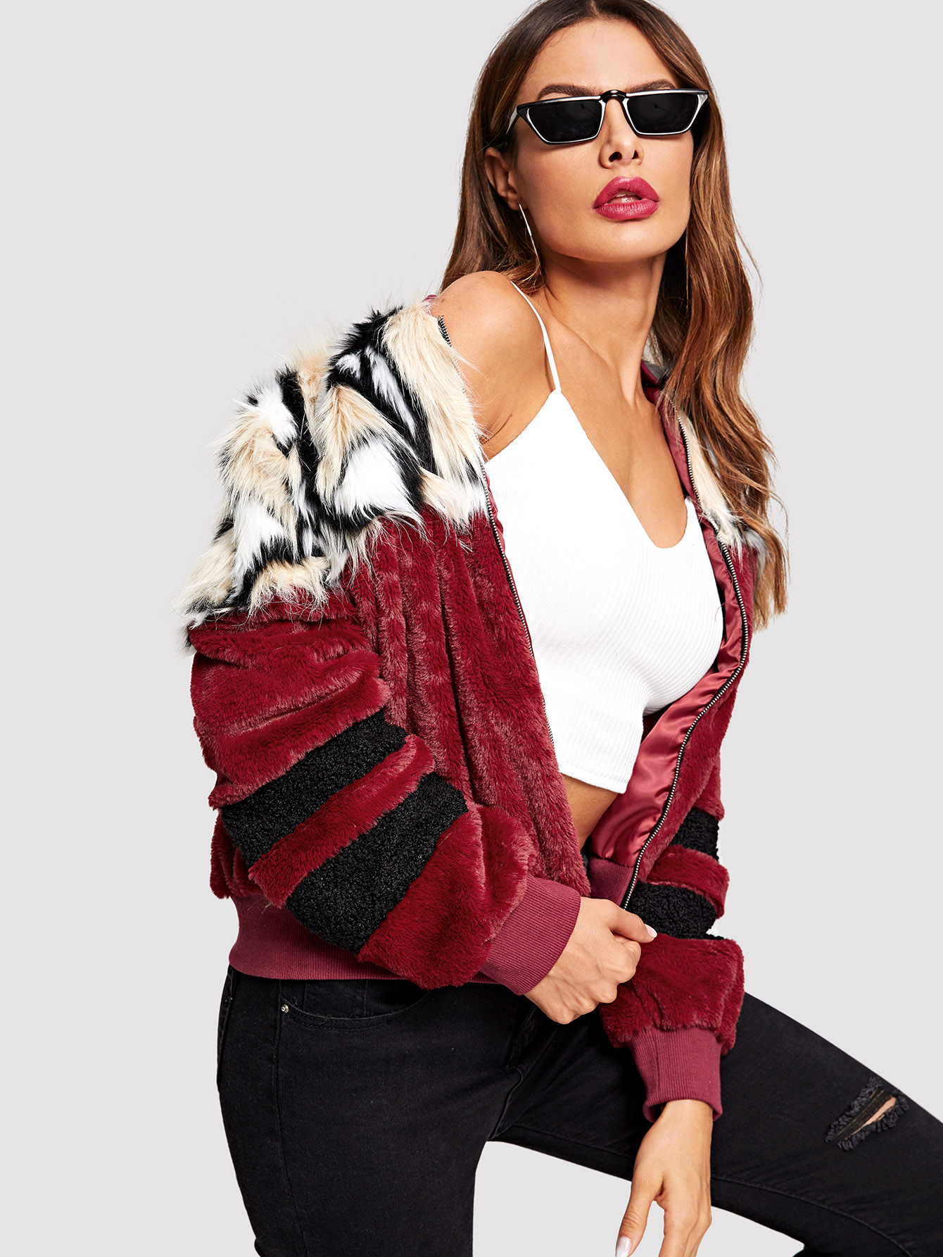 Glen Plaid One Shoulder Knot Top с брюками Пальто SheIn