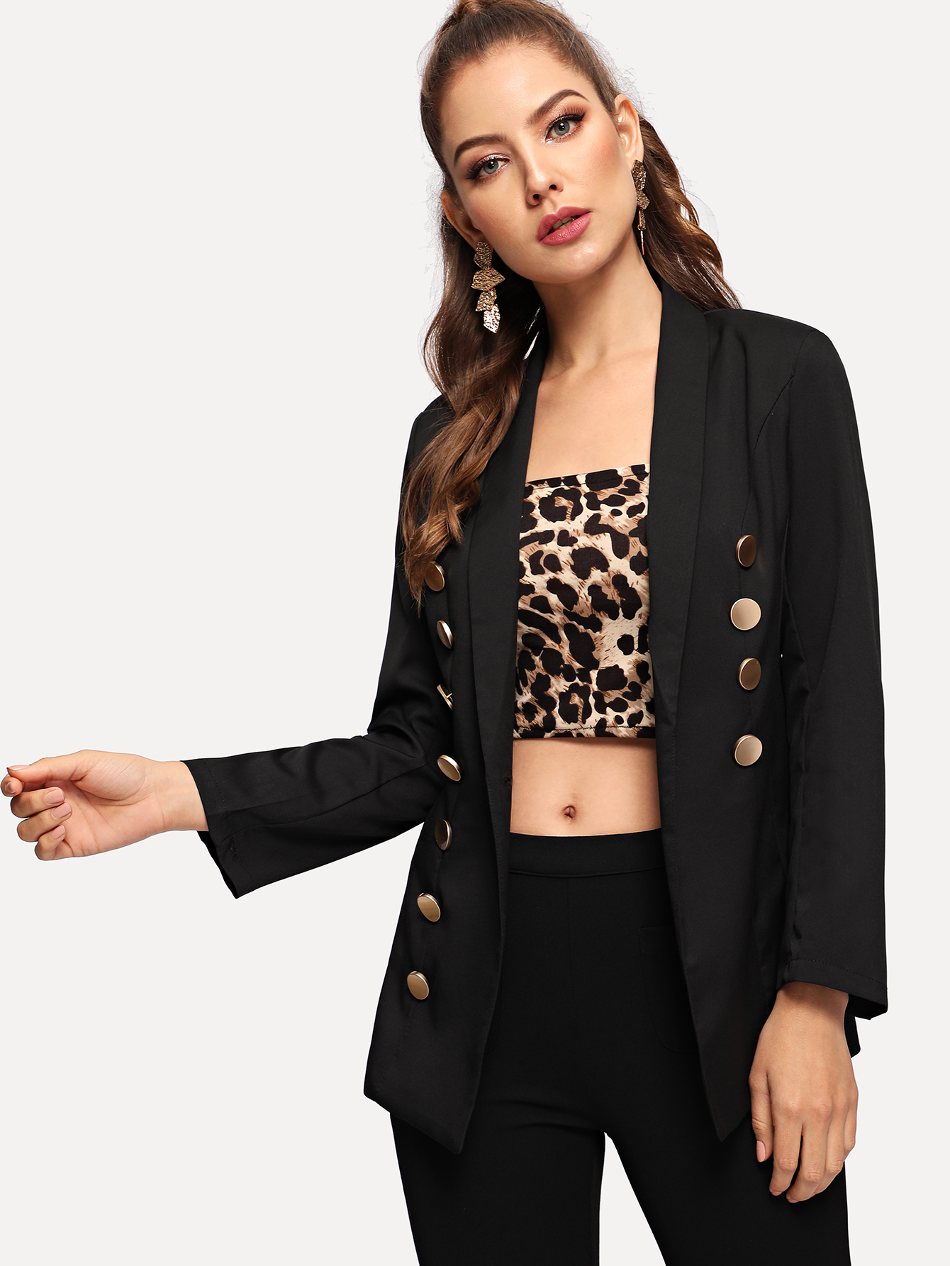 Двубортный жакет с шалевым воротником