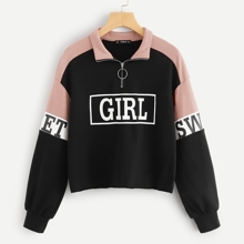 0-ring Zip Front Cut-and-sew Pullover