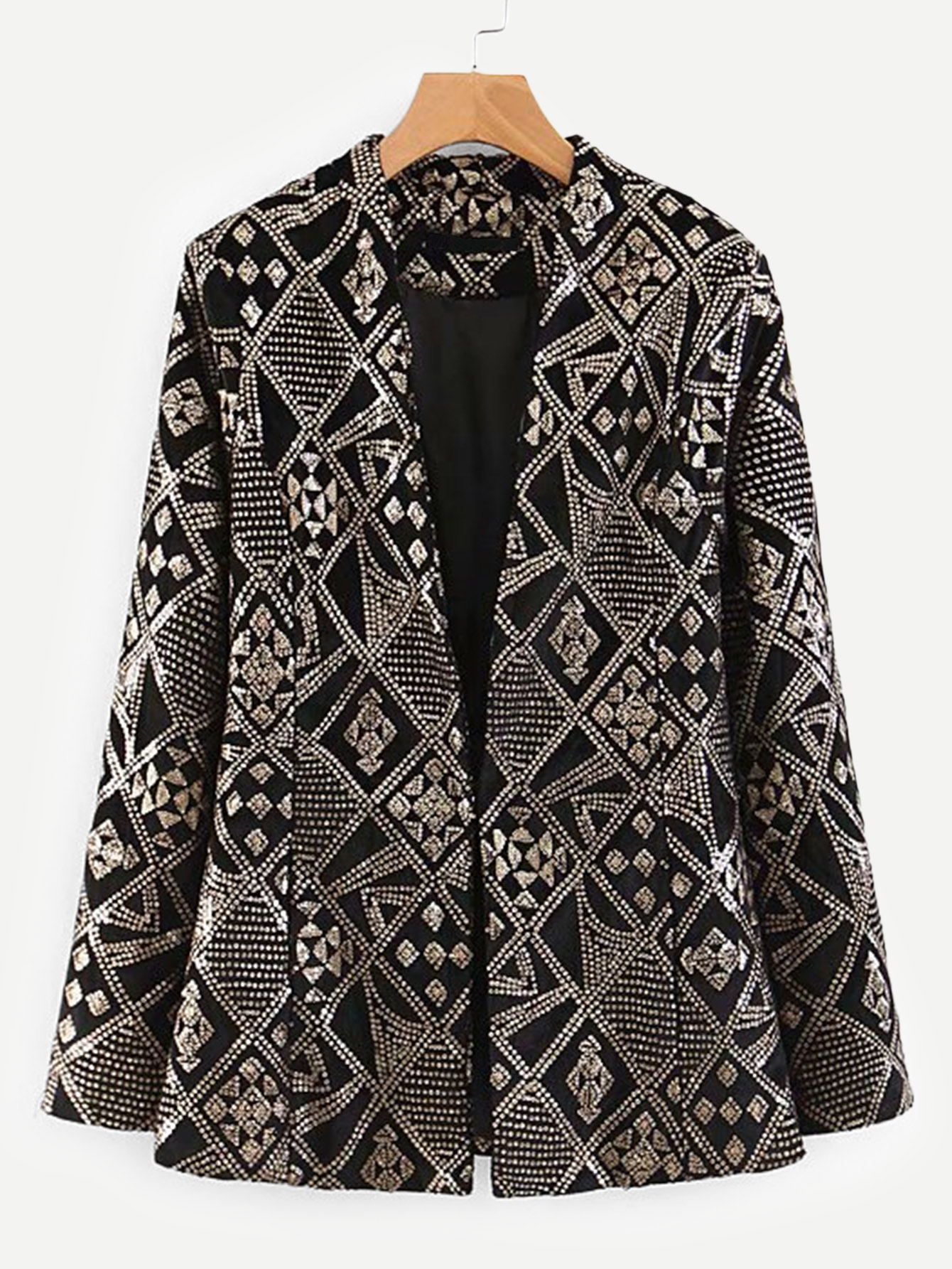Жакет с пайетками и графическим принтом