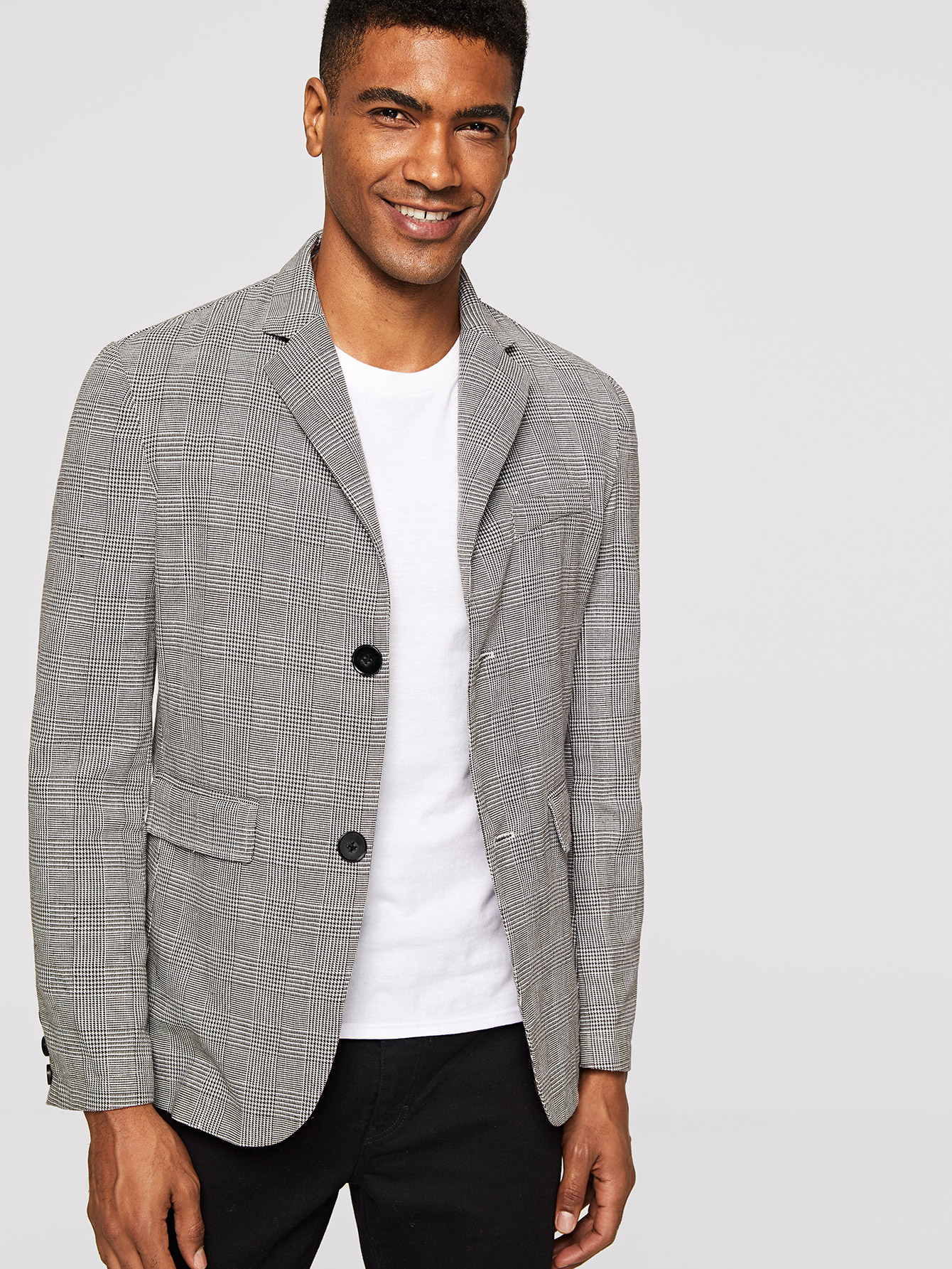 Мужской жакет с однобортным в клетку