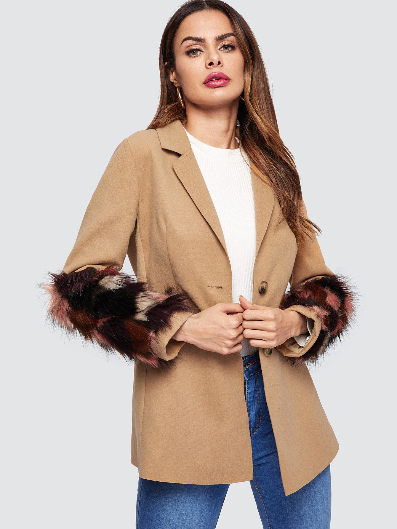 Твердые Палаццо Ноги Брюки Пальто SheIn