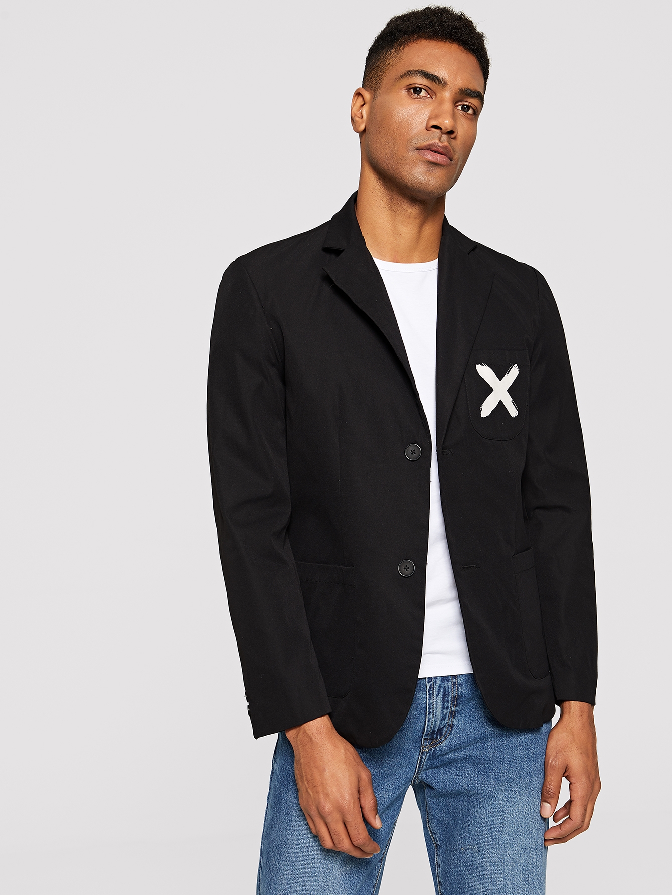 Мужской однобортный жакет с карманом