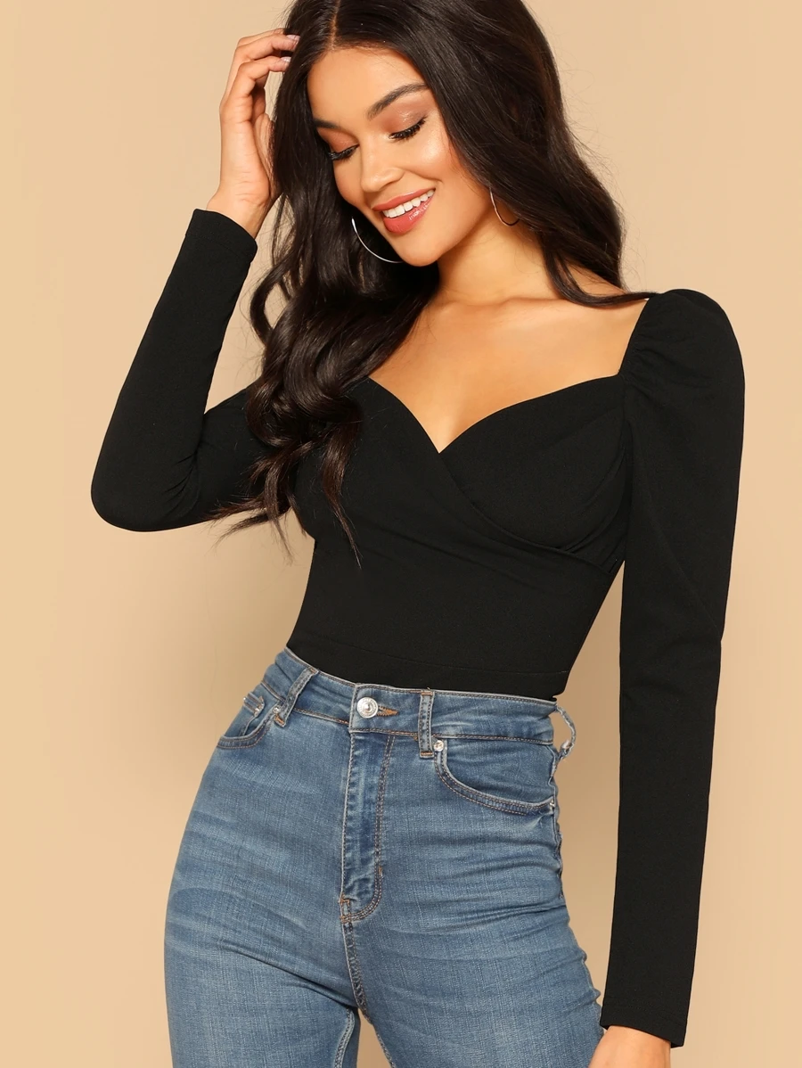 SHEIN Privé Top cu fermoar pe gât cu inimă