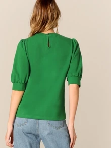 Mulvari Puff Sleeve Keyhole Back Top