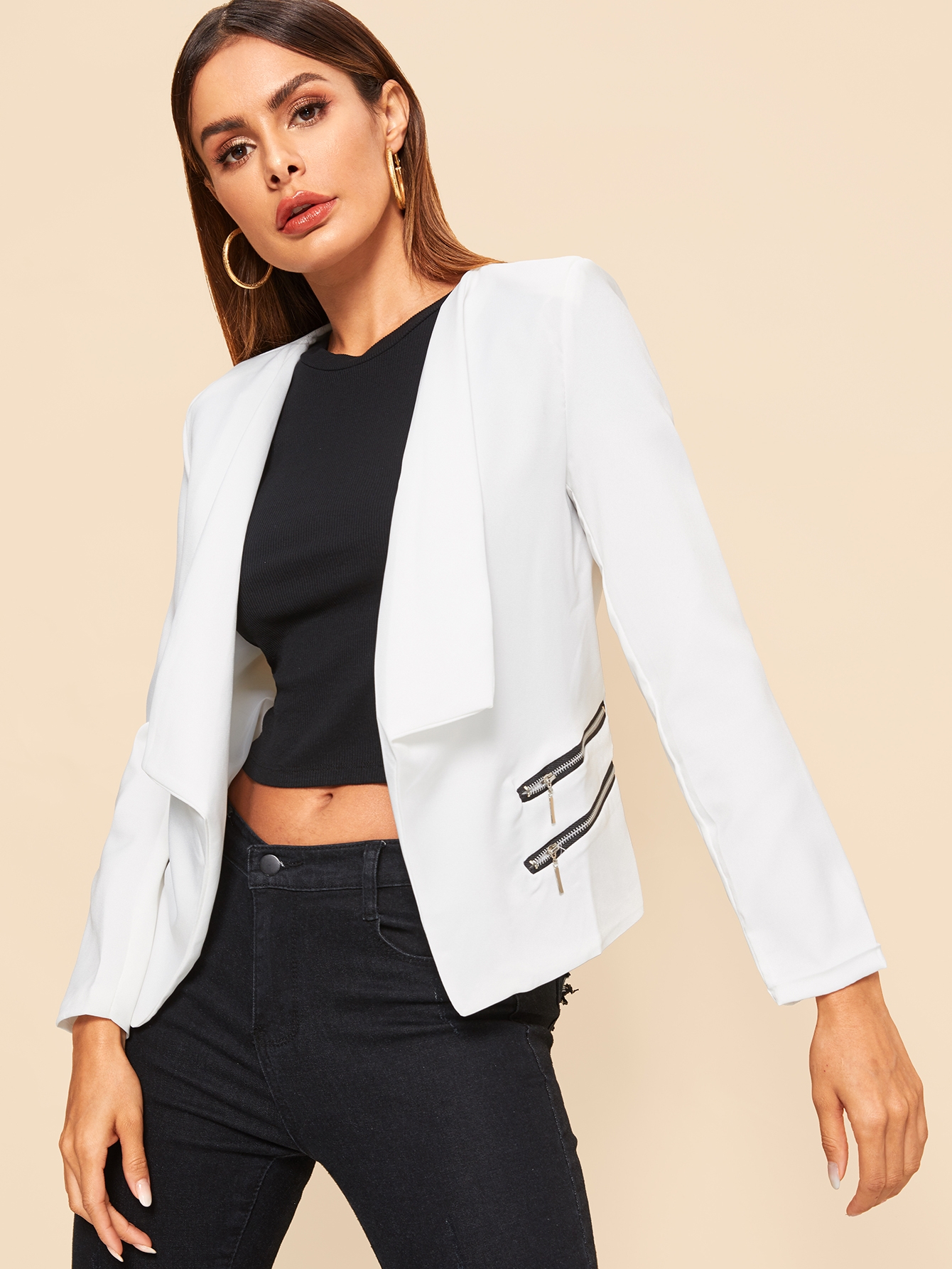 Однотонный жакет на молнии