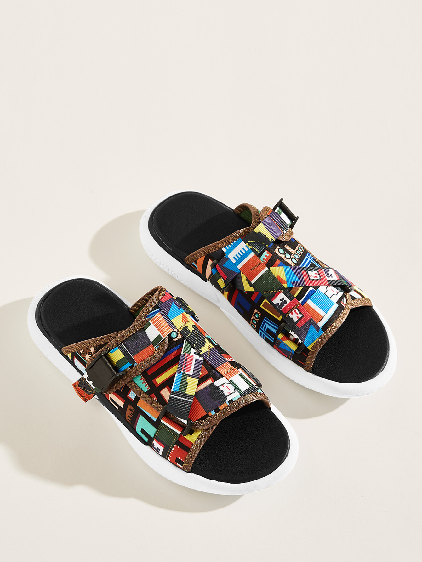 Мужские тапочки с принтом с открытым носком