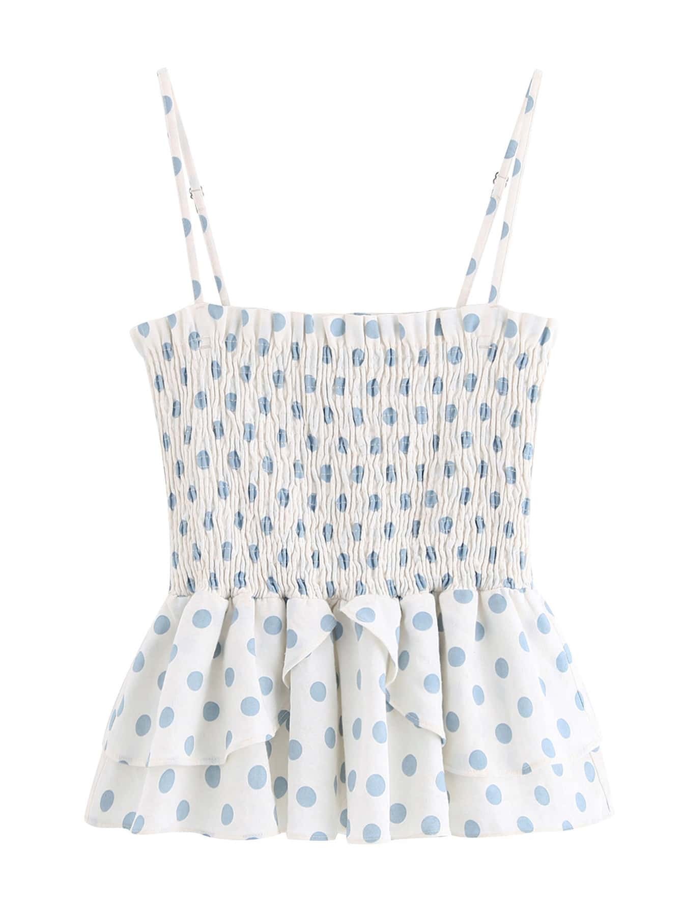 Топ на бретелях в горошек Топ SheIn