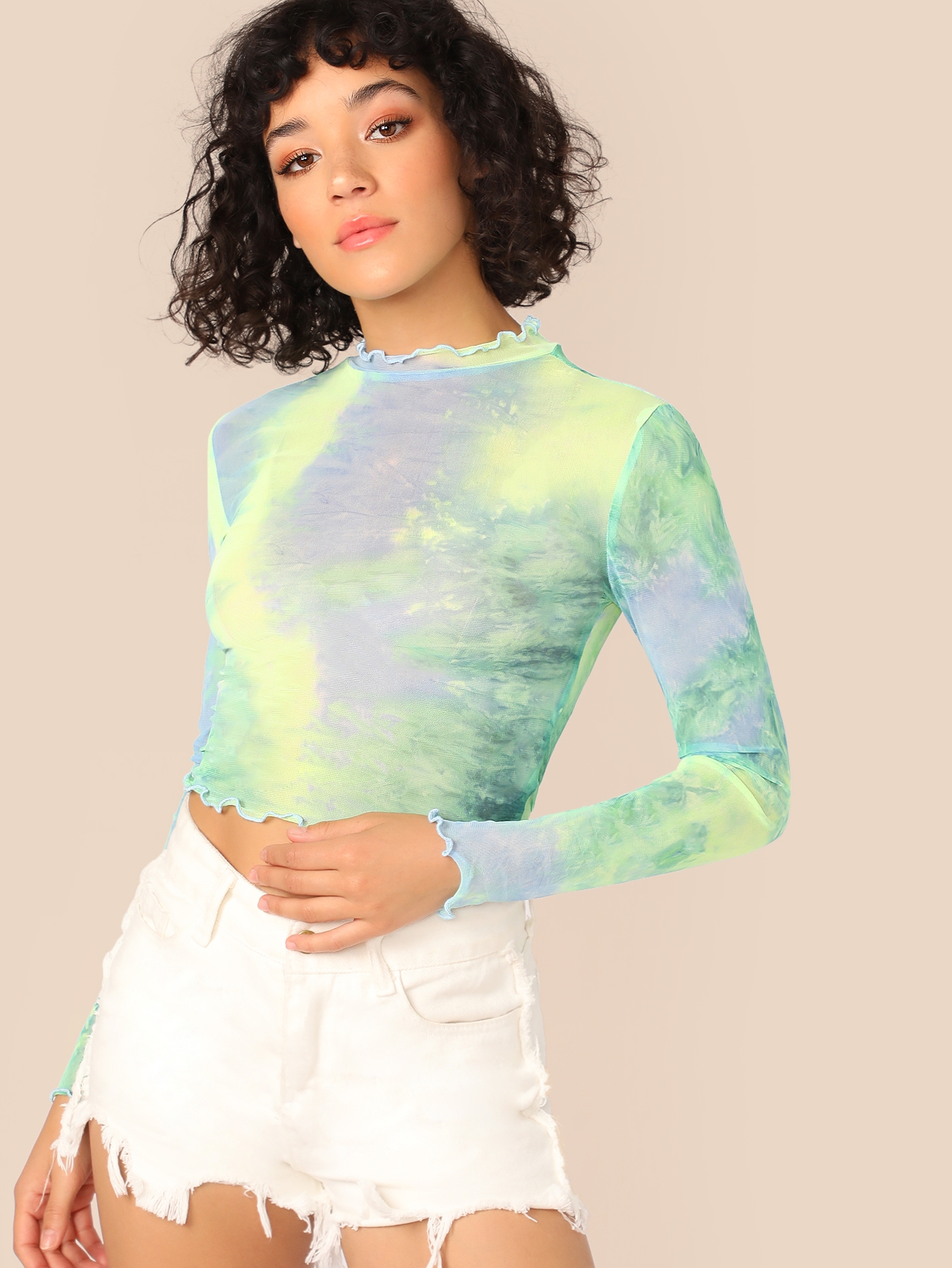 Lettuce Edge Tie Dye Crop Top