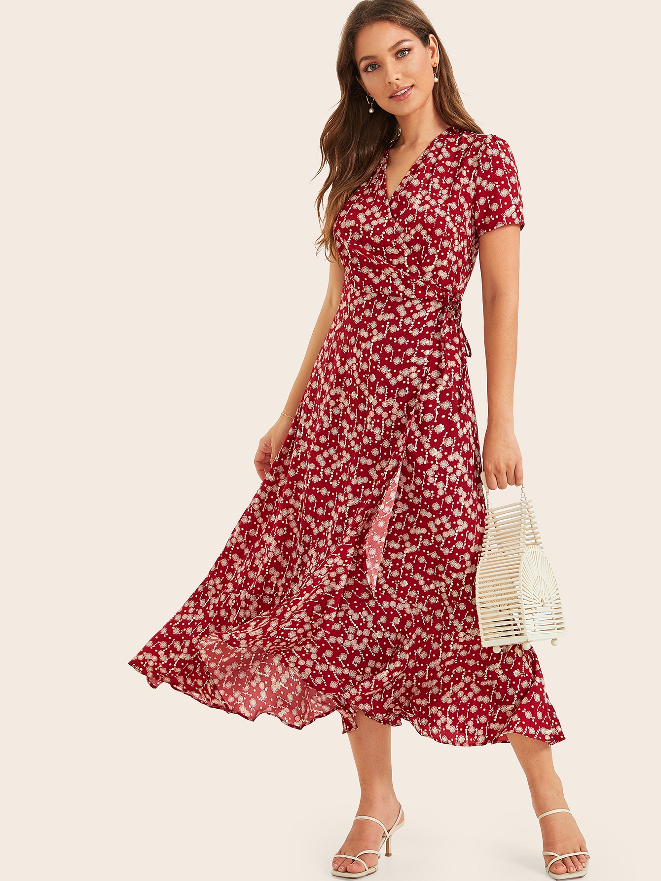 Цветочное платье с оборками Платье SheIn