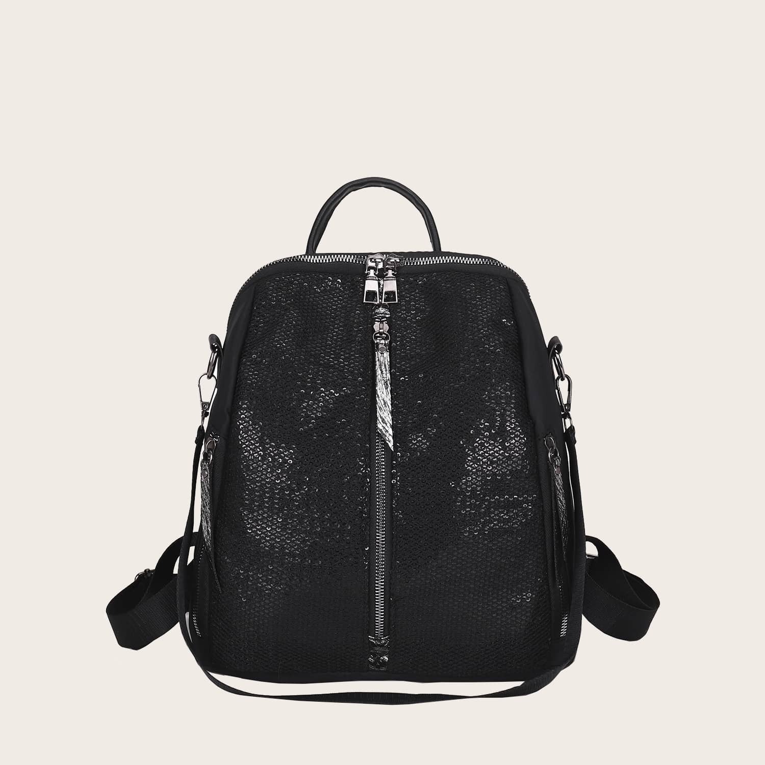 Zip Front Sequins Decor Backpack Shein Com Imall Com