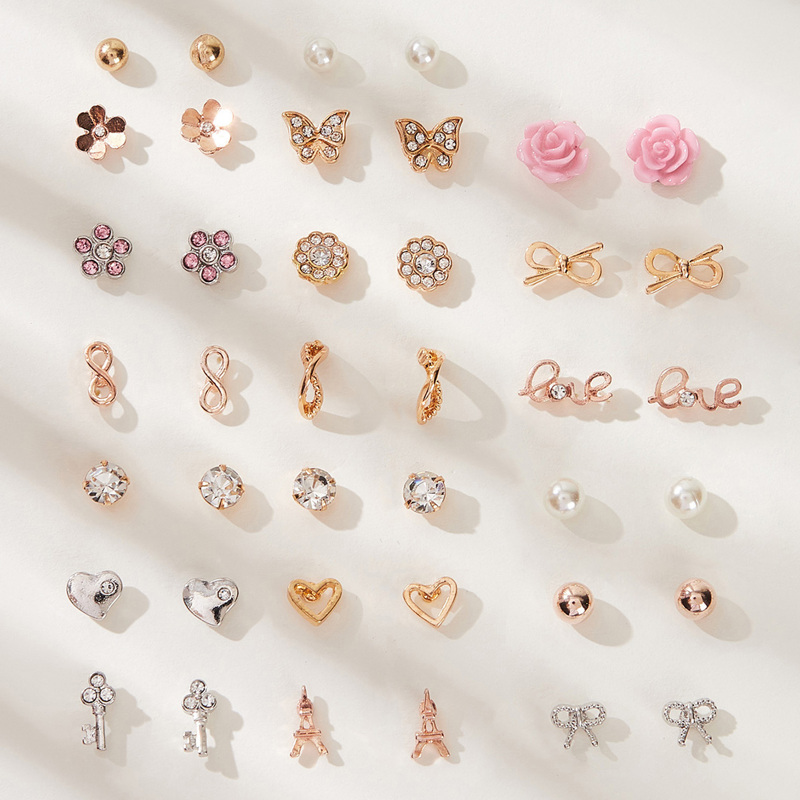 Rhinestone Decor Butterfly & Flower Earrings 20pairs, Multicolor 
Rhinestone Decor Butterfly & Flower Earrings 20pairs, Multicolor