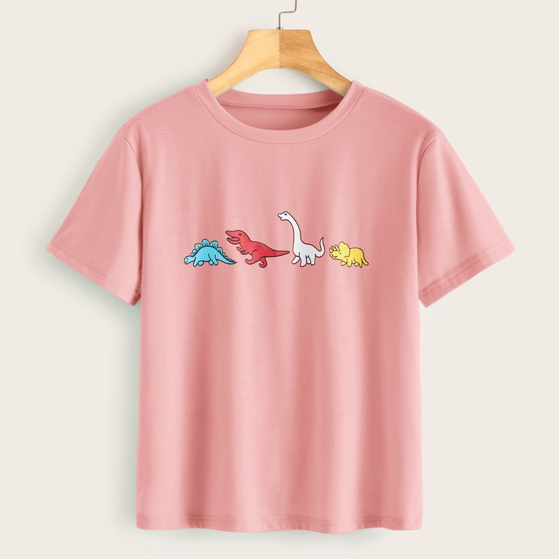 Dinosaur Print Short Sleeve Tee, Pink 
Dinosaur Print Short Sleeve Tee, Pink