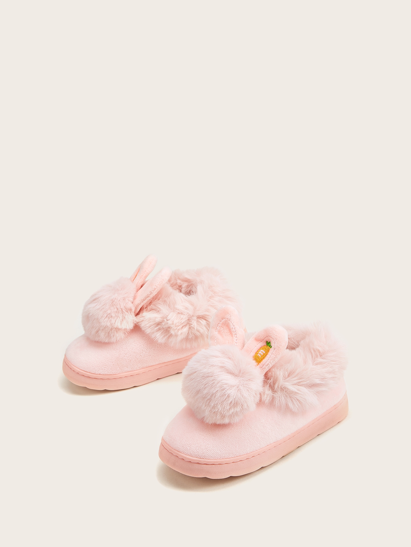 Пушистые шлепанцы с помпоном для девочек