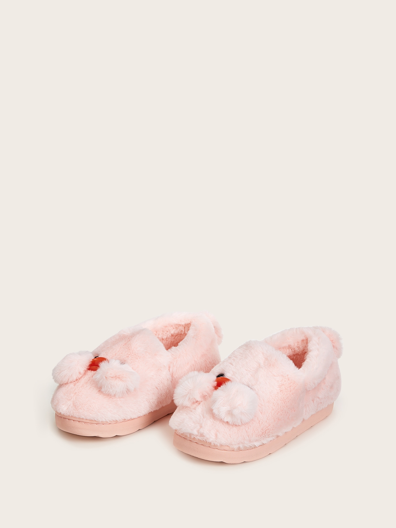 Пушистые шлепанцы с помпоном для девочек