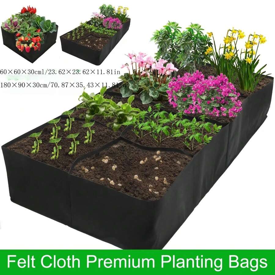 Raised Garden Planting Bed, Vegetable Planting Bag, Reusable Square, Large Capacity, Potato Planters Container, 4 Or 8 Grids