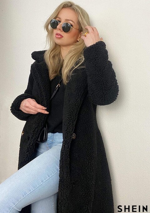 Eilly Bazar Lapel Neck Teddy Coat