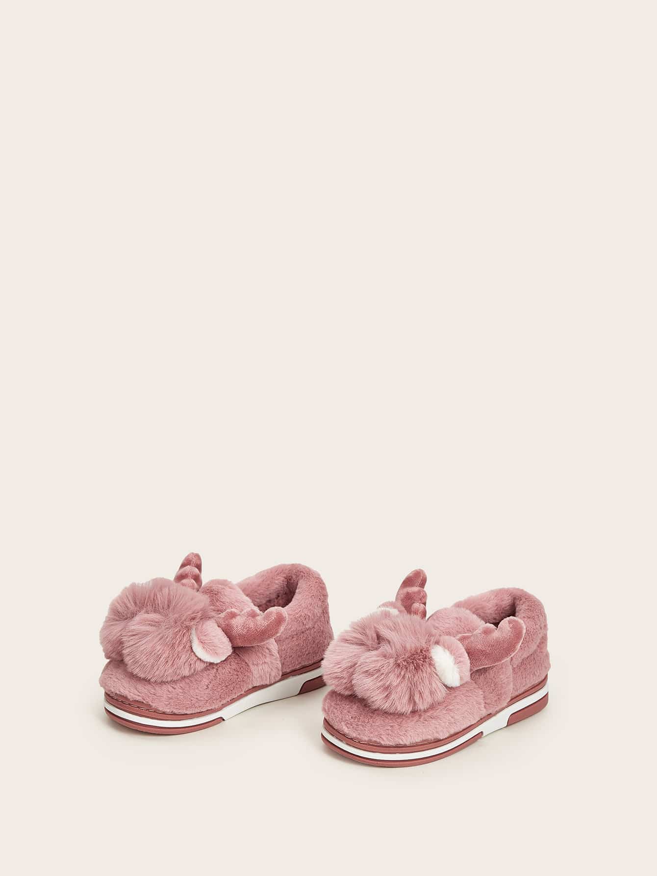 Пушистые шлепанцы с помпоном для девочек