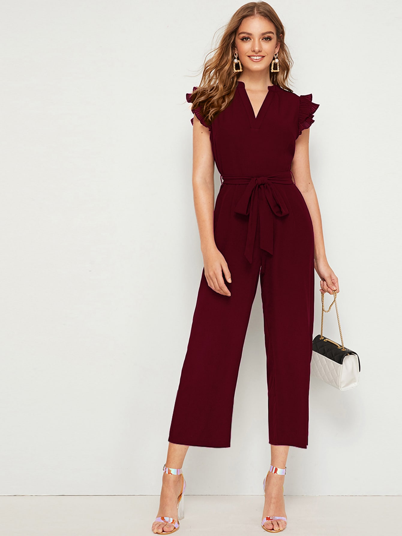 Belted culotte jumpsuit Clearance