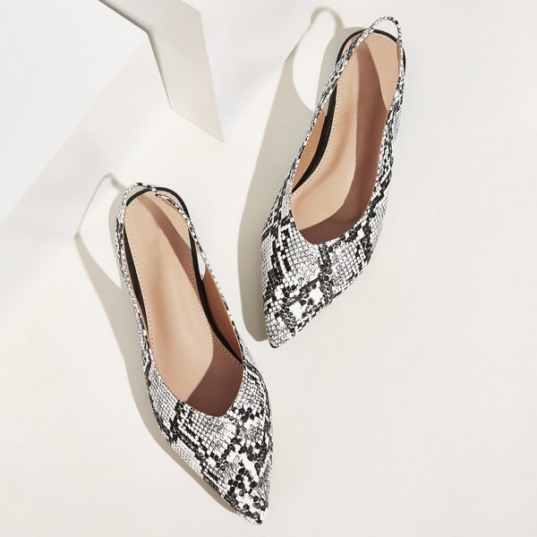 Point Toe Snakeskin Slingback Flats
Point Toe Snakeskin Slingback Flats
