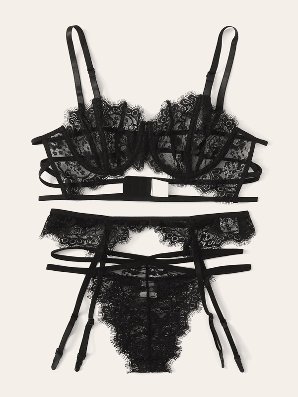 Conjunto De Lingerie De Renda Floral Shein Brasil