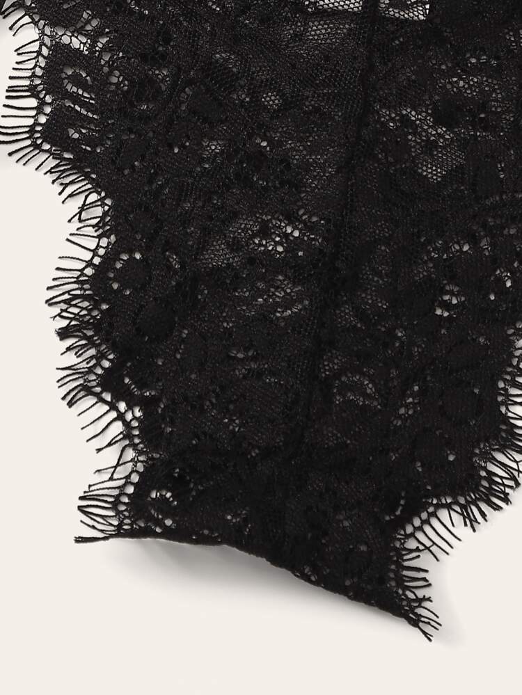Floral Lace Sheer Garter Lingerie Set Shein