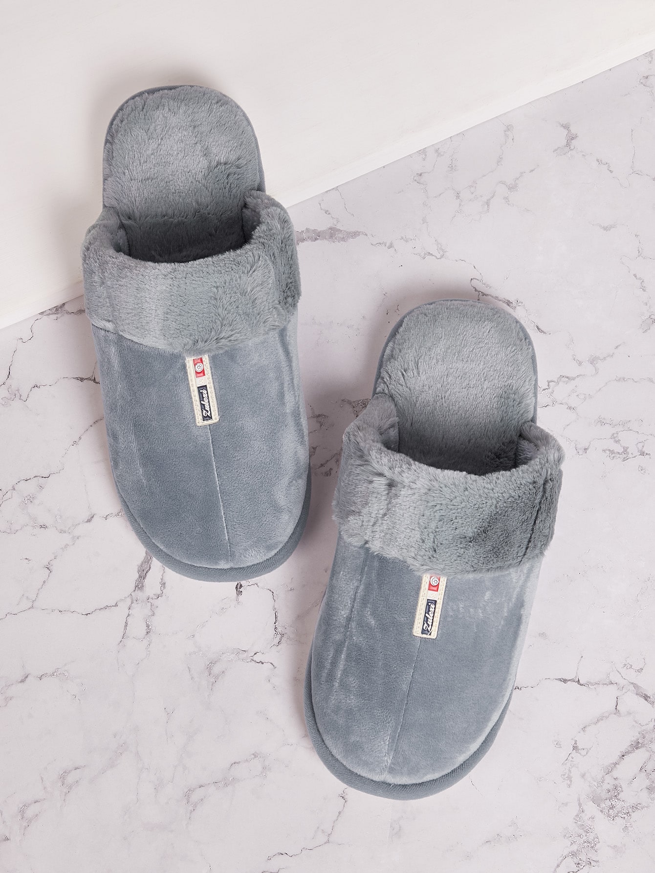 Мужские плюшевые шлепанцы с мехом