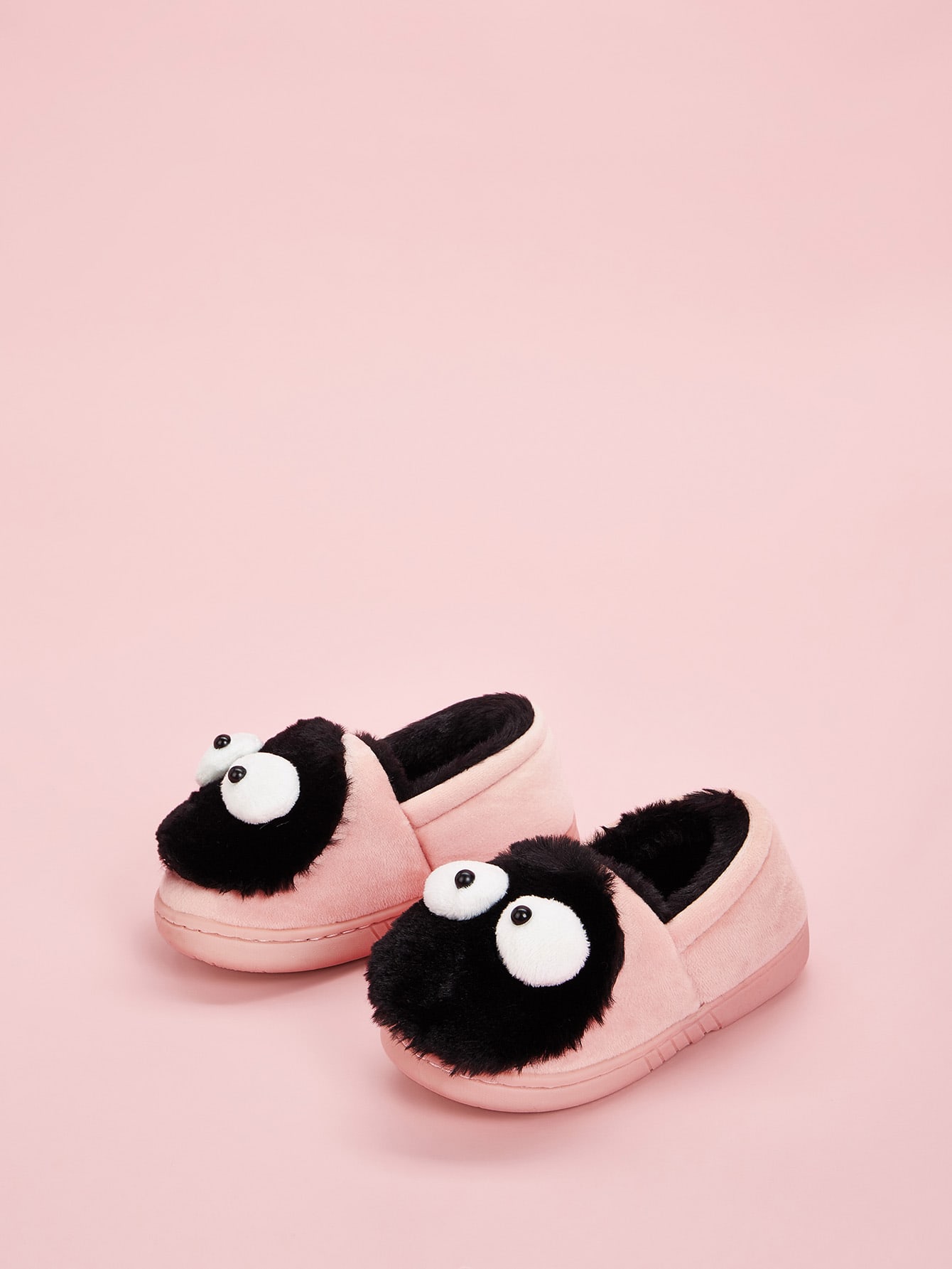 Шлепанцы с искусственным мехом и помпоном для девочек