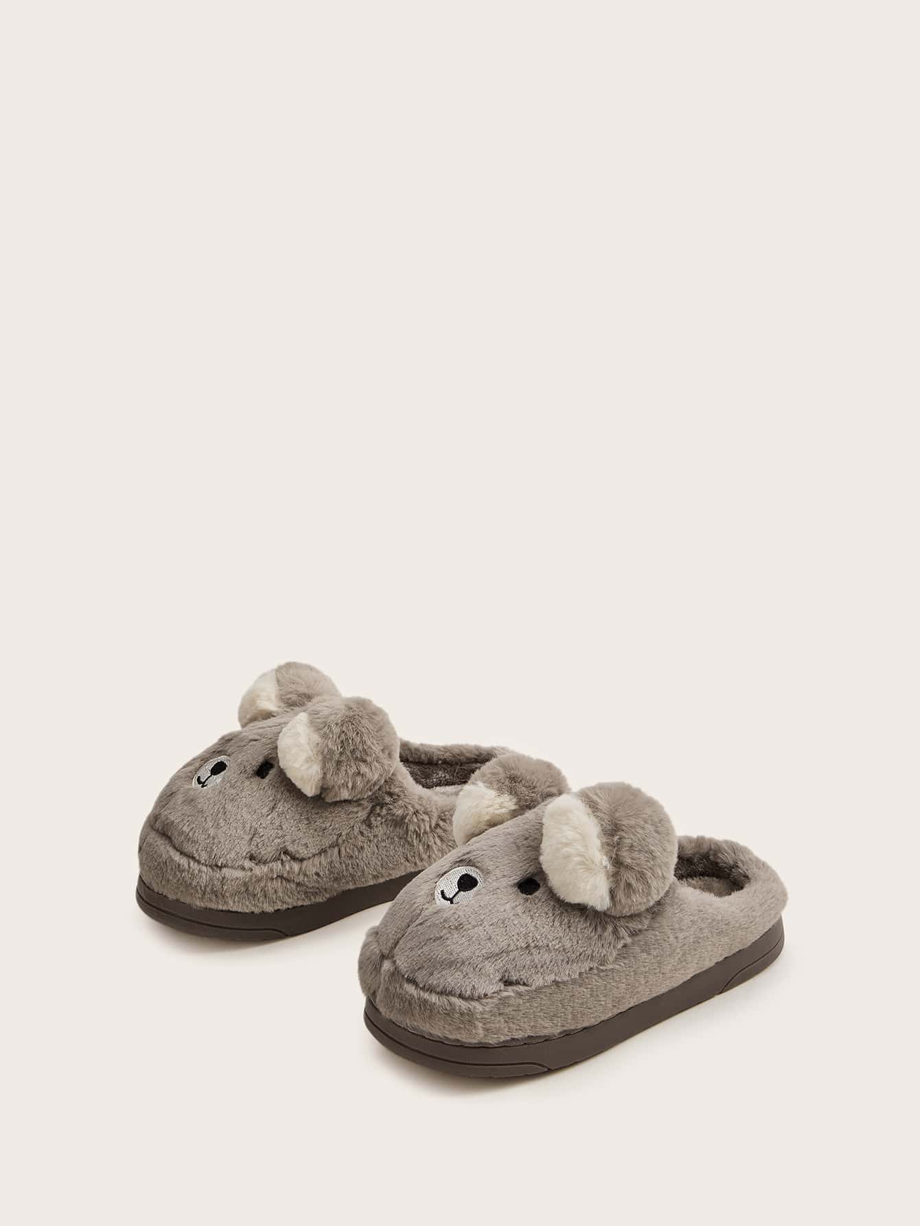 Плюшевые шлепанцы в форме медведя для девочек