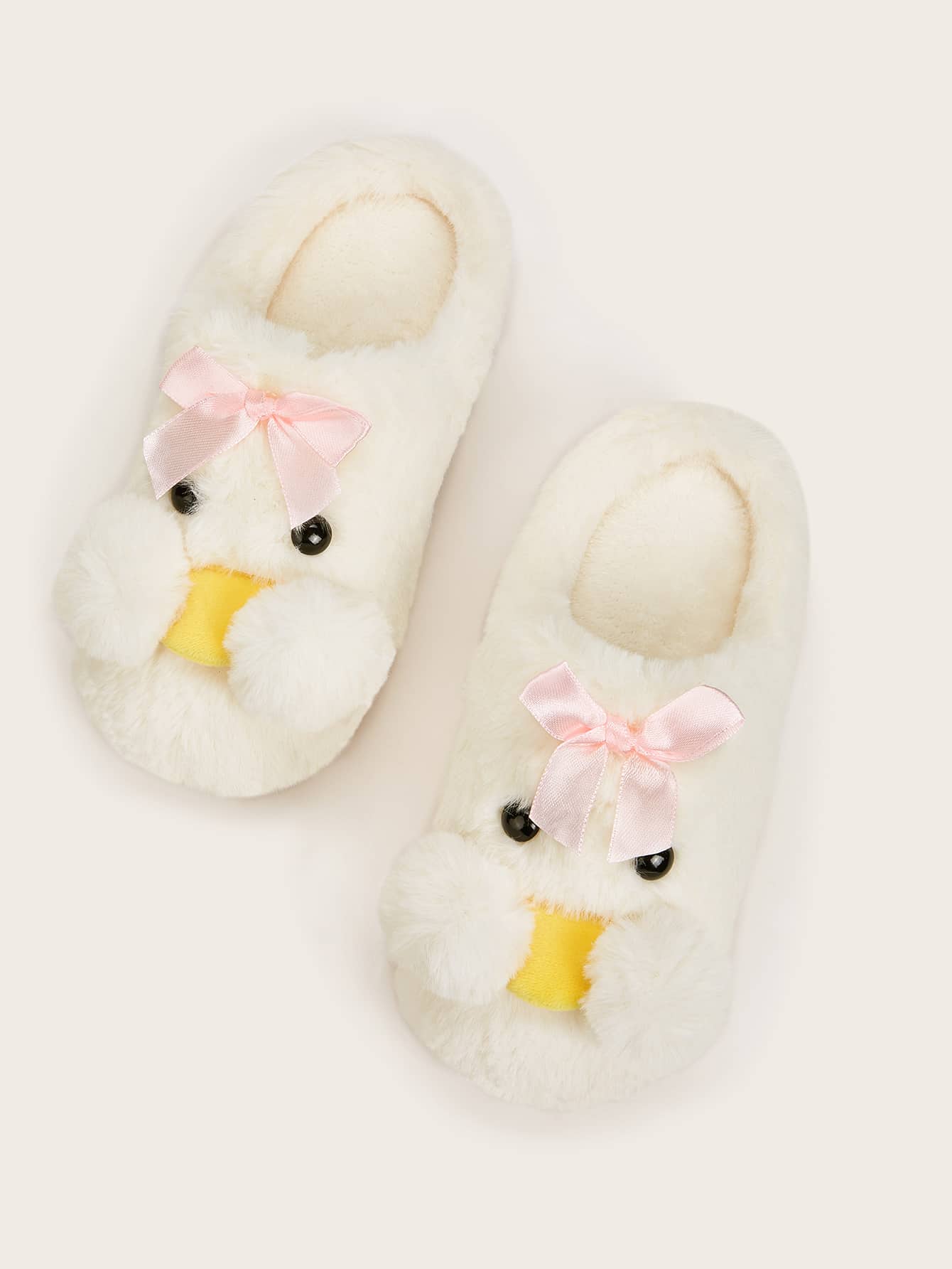 Плюшевые шлепанцы с бантом для девочек