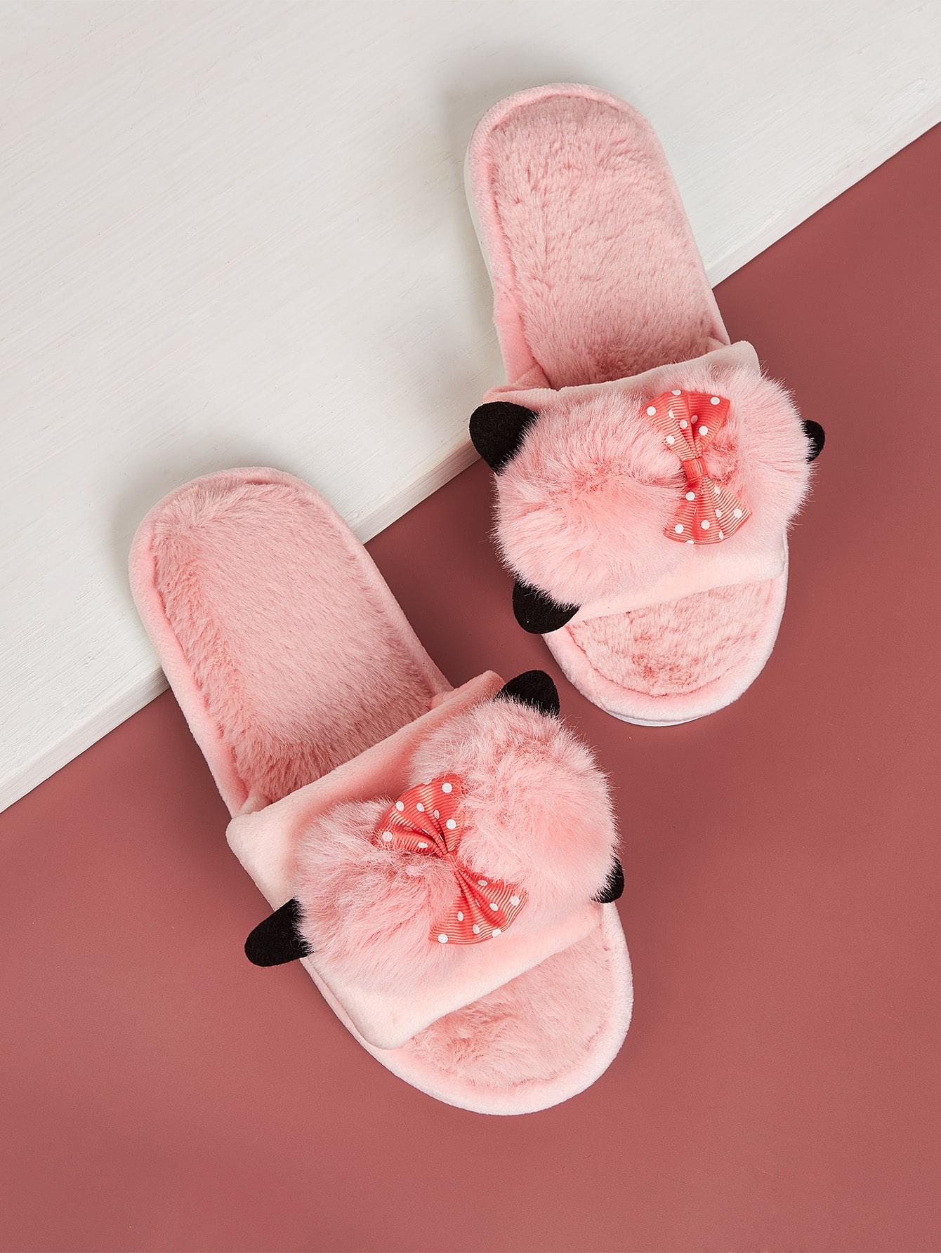 Шлепанцы с открытым носком и бантом