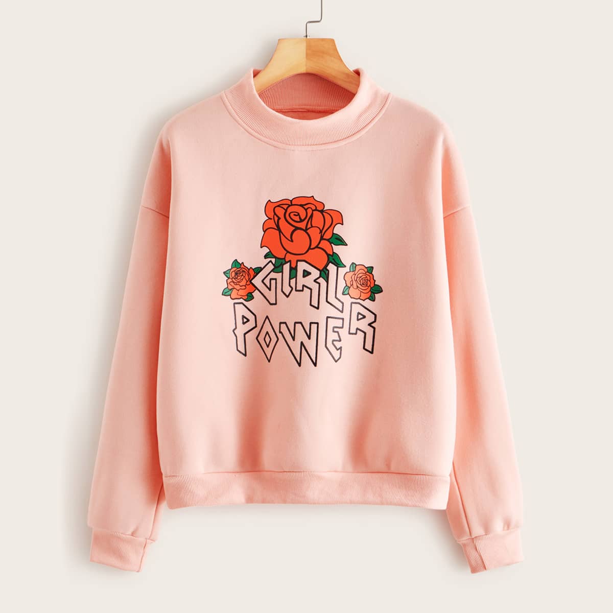 Floral & Letter Graphic Drop Shoulder Sweatshirt, Pink 
Floral & Letter Graphic Drop Shoulder Sweatshirt, Pink