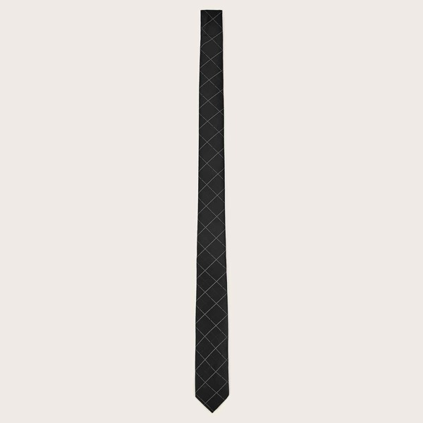 Men Plaid Pattern Tie, Black
Men Plaid Pattern Tie, Black