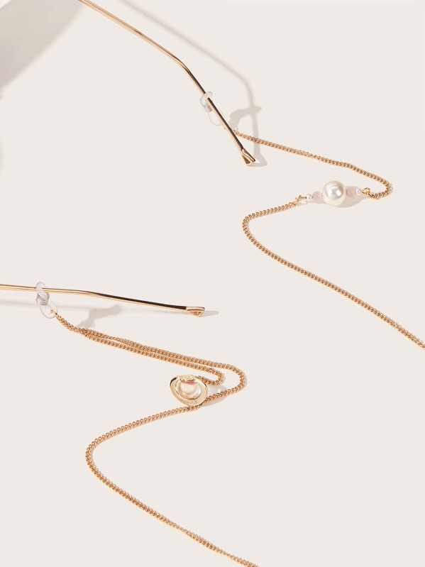 Цепь для очков с искусственными жемчугами, Золотые 
Цепь для очков с искусственными жемчугами, Золотые