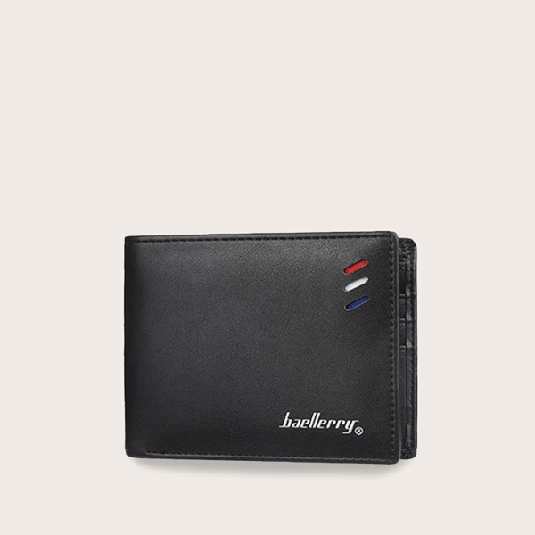 Men Letter Graphic Fold Over Wallet, Black 
Men Letter Graphic Fold Over Wallet, Black