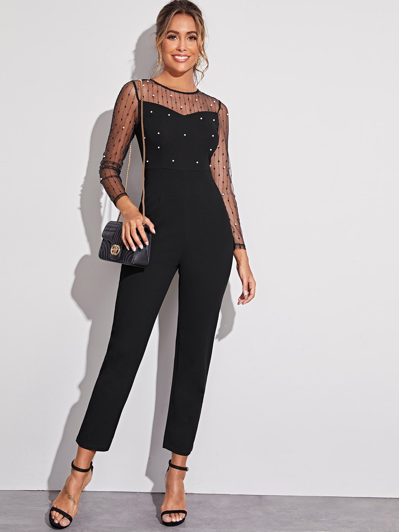 Women Fashion Bodycon Elegant Satin Contrast Mesh Lace Bodysuit Skirt Set