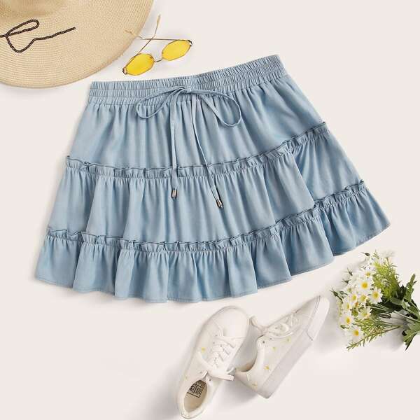 Джинсовая юбка размера плюс на кулиске со складкой, Пастельный легкий синий умывания
Джинсовая юбка размера плюс на кулиске со складкой, Пастельный легкий синий умывания