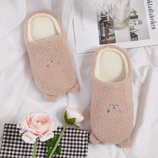 Искусственные шерстяные шлепанцы с мультяшной вышивкой, Розовые
Искусственные шерстяные шлепанцы с мультяшной вышивкой, Розовые