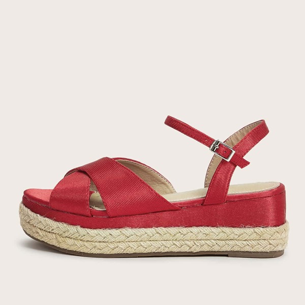 Cross Strap Espadrille Wedges, Red
Cross Strap Espadrille Wedges, Red