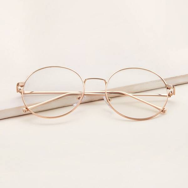 Metal Frame Glasses With Case, Pink