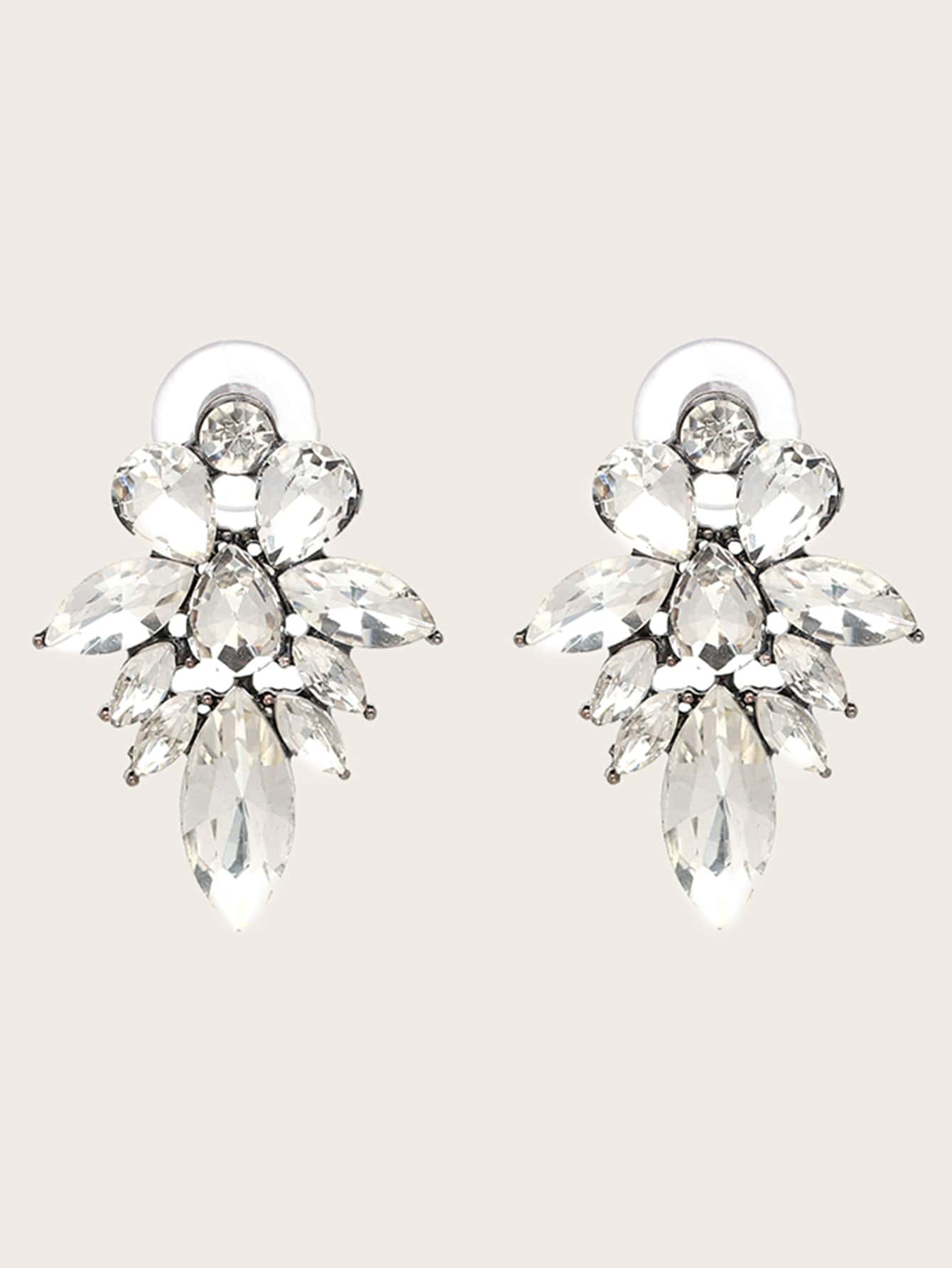 juran Pendientes gabados con diamante de imitación 1 par