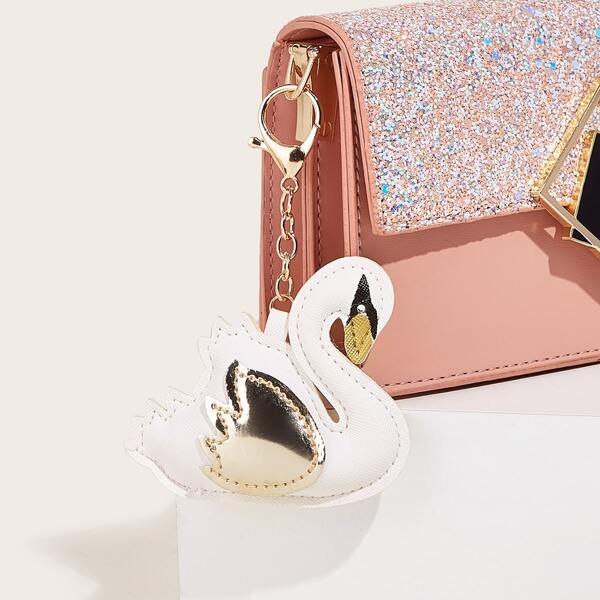 Swan Shaped Charm Bag Accessory, White