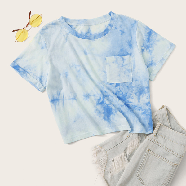Tie Dye Pocket Crop Tee, Multicolor