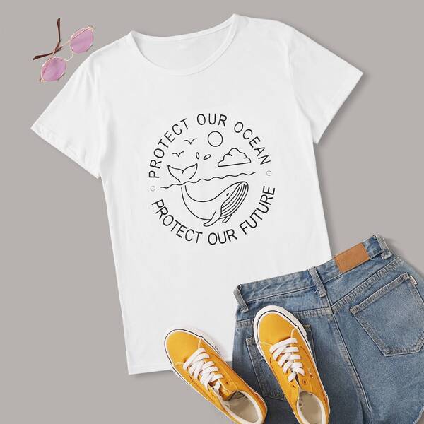 Футболка с оригинальным принтом, Белые 
Футболка с оригинальным принтом, Белые