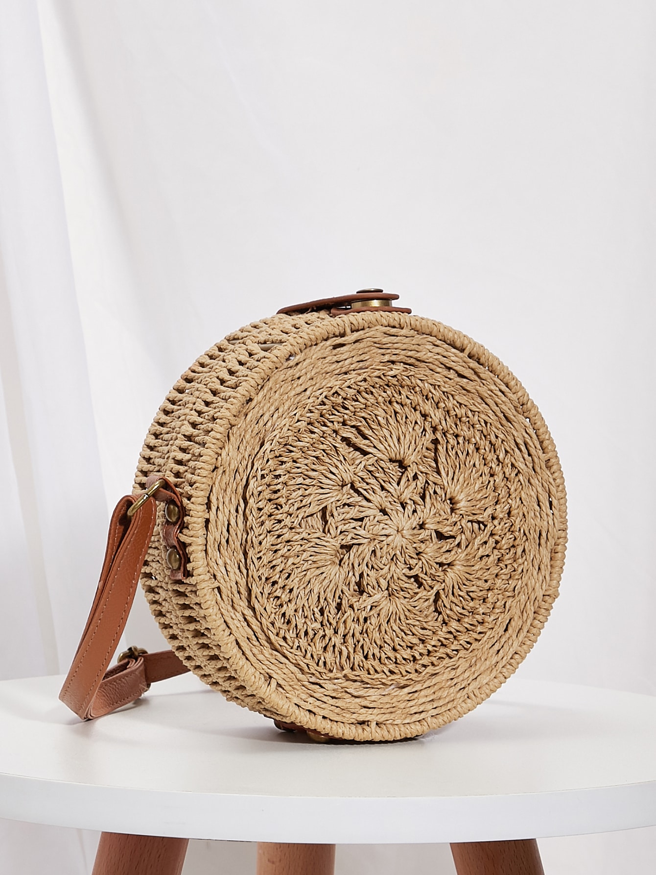 Braided Round Crossbody Bag