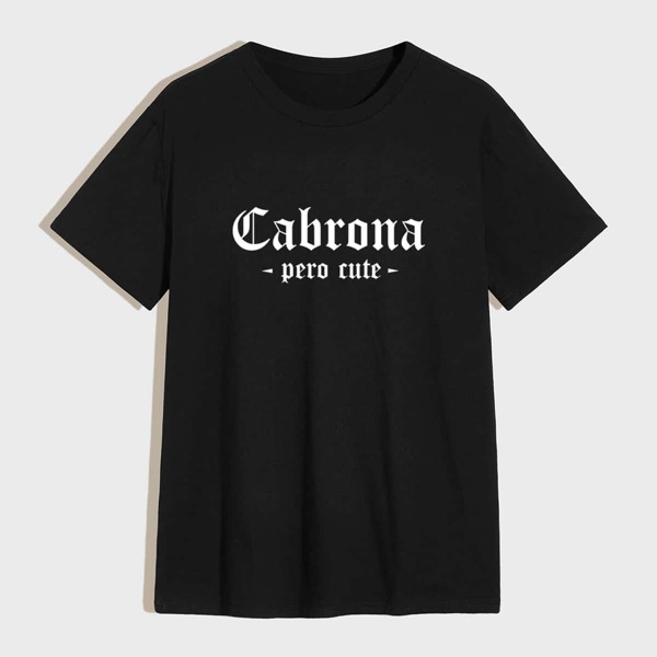Men Letter Graphic Short Sleeve Tee, Black