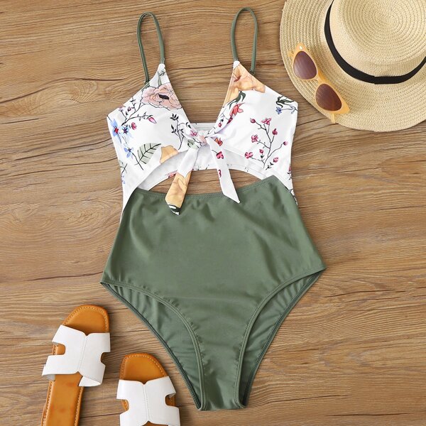 Слитный купальник с цветочным принтом и разрезом, Многоцветный
Слитный купальник с цветочным принтом и разрезом, Многоцветный