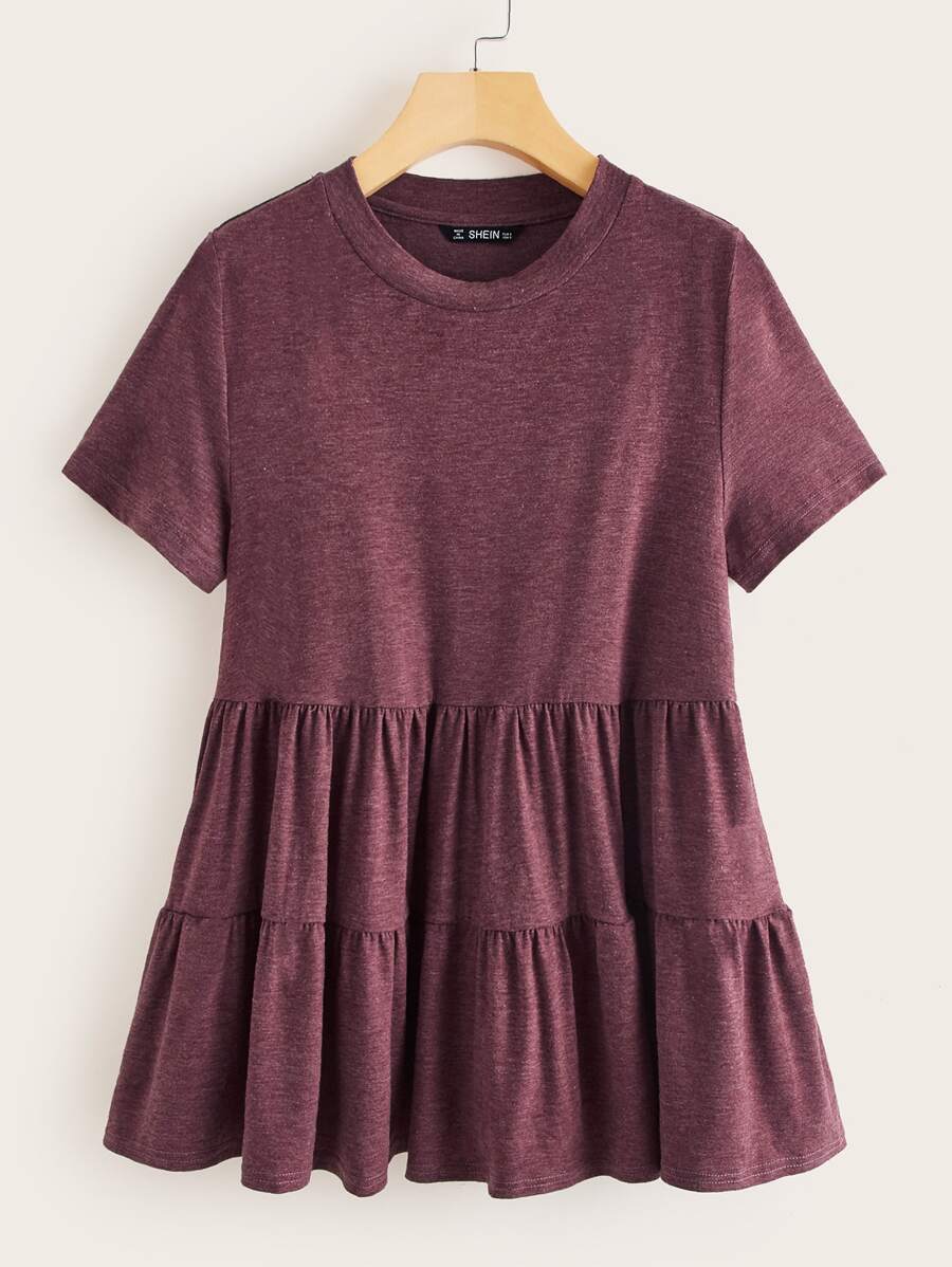 SHEIN EZwear Marled Knit Smock Top
