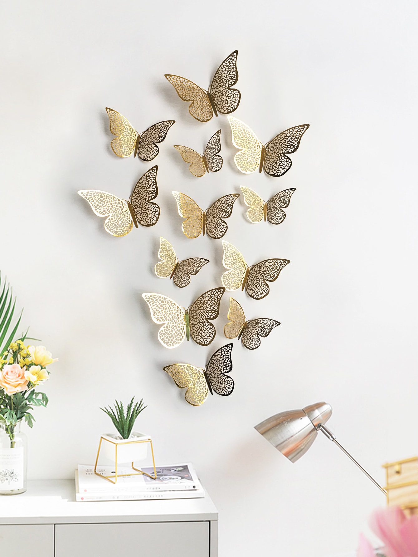 12pcs Hollow Butterfly Wall Decor