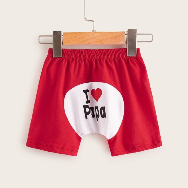 Контрастные шорты с текстовым принтом для девочек, Красный
Контрастные шорты с текстовым принтом для девочек, Красный